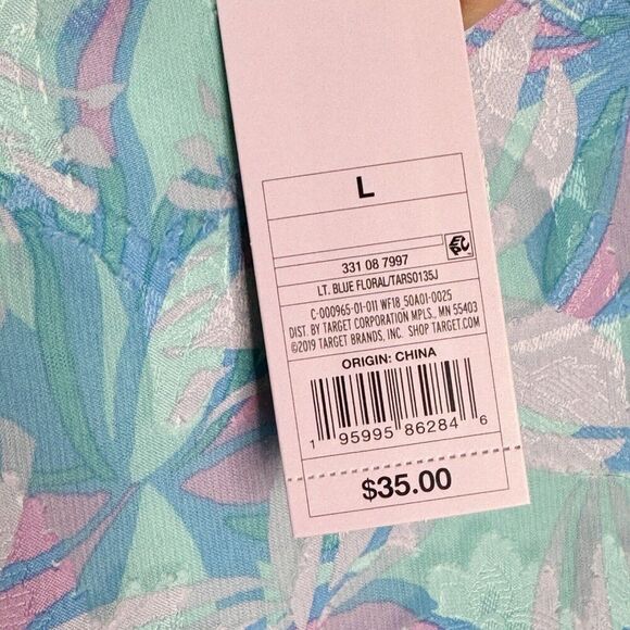 Wild Fable Womens Slip Dress Size Large Drop Waist 80s Fairy Flouncy Pink Blue - Picture 6 of 10